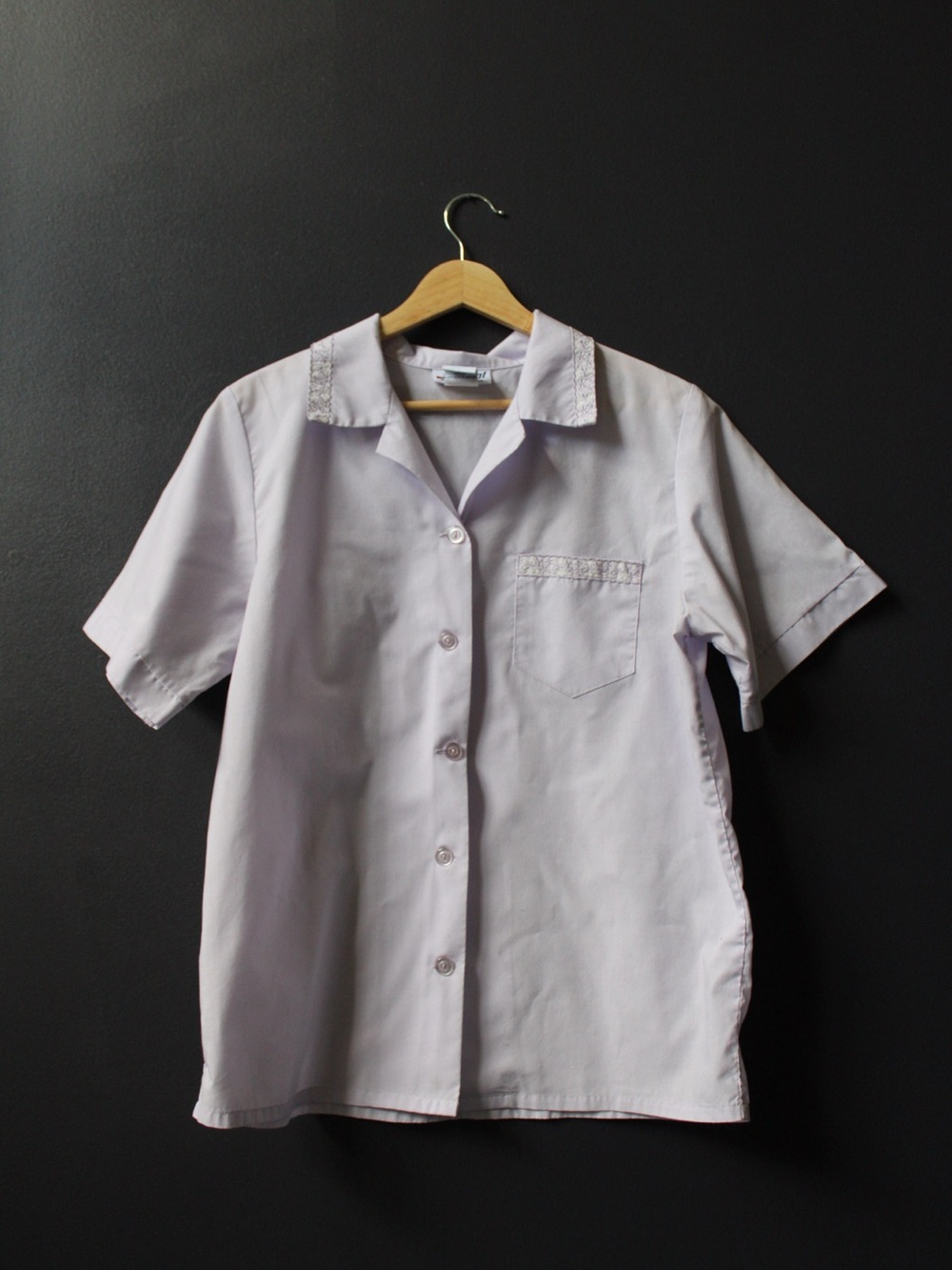 Vintage Light Lavender Button-Down Short Sleeve Shirt